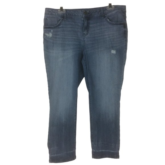 Simply Vera Vera Wang | Pants u0026 Jumpsuits | Simply Vera Vera Wang Denim  Distressed Mid Rise Capri Pants Size 2 | Poshmark